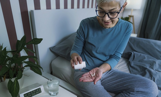 Patient checking her medication